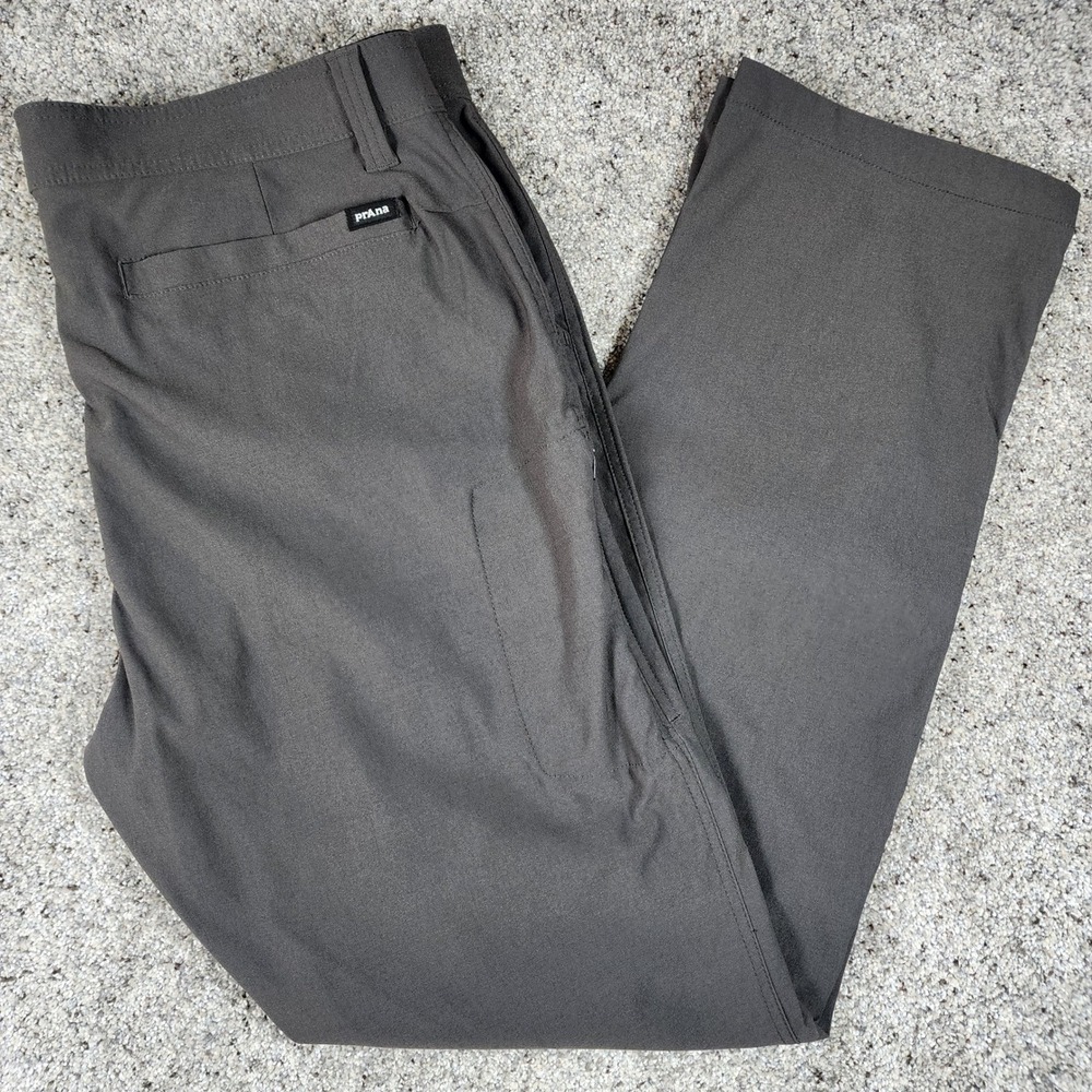 Prana Zion Pants Mens 38/32 Standard Fit Stretch Charcoal Gray NWOT - Picture 1 of 16